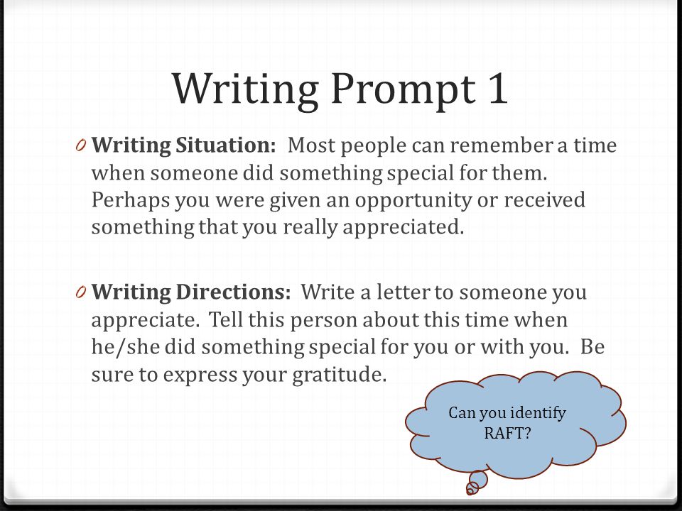 Writing prompts using rafts