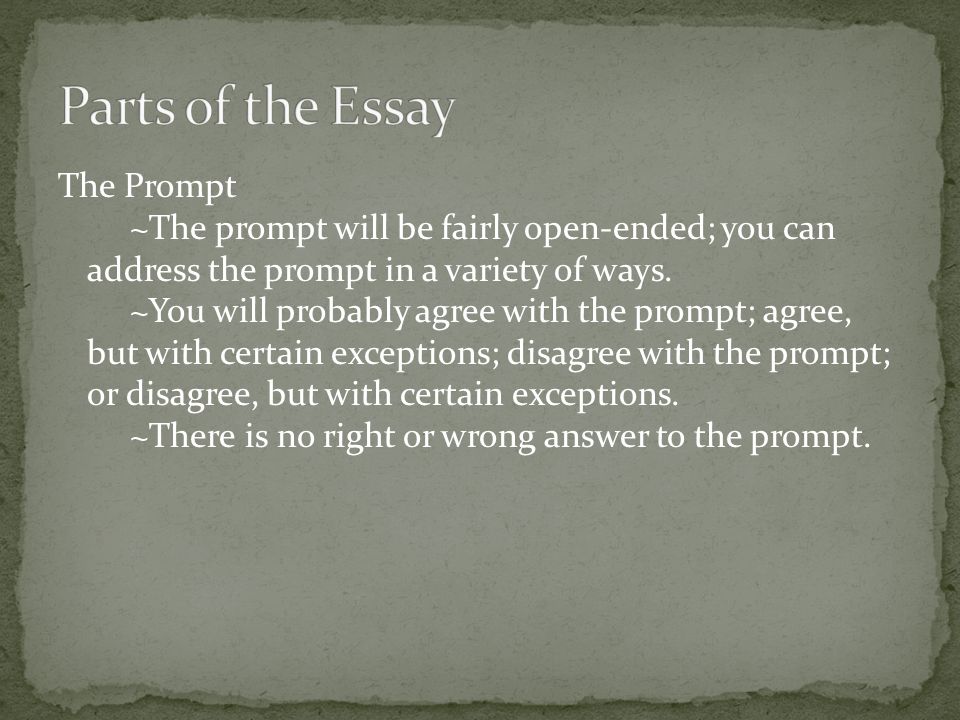The Prompt ~The prompt will be fairly open-ended; you can address the prompt in a variety of ways.