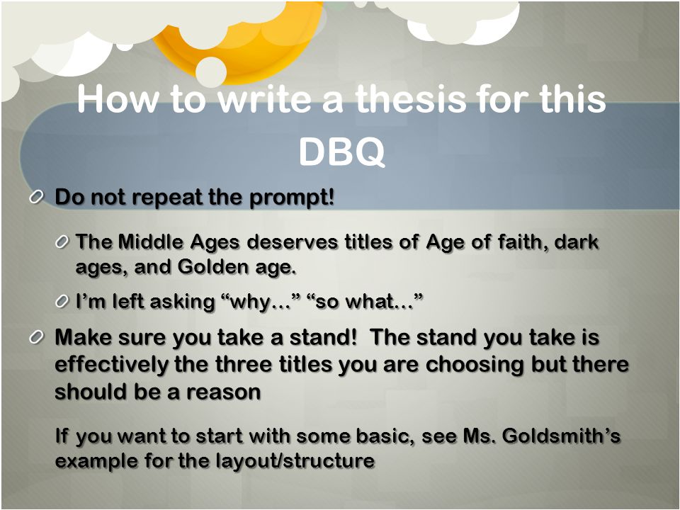How to write a thesis for this DBQ Do not repeat the prompt.