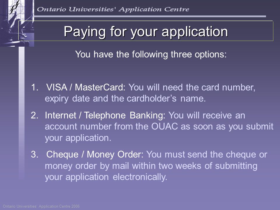 1. VISA / MasterCard: You will need the card number, expiry date and the cardholder’s name.
