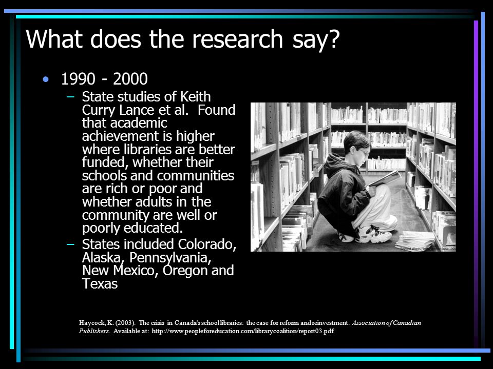 What does the research say –State studies of Keith Curry Lance et al.