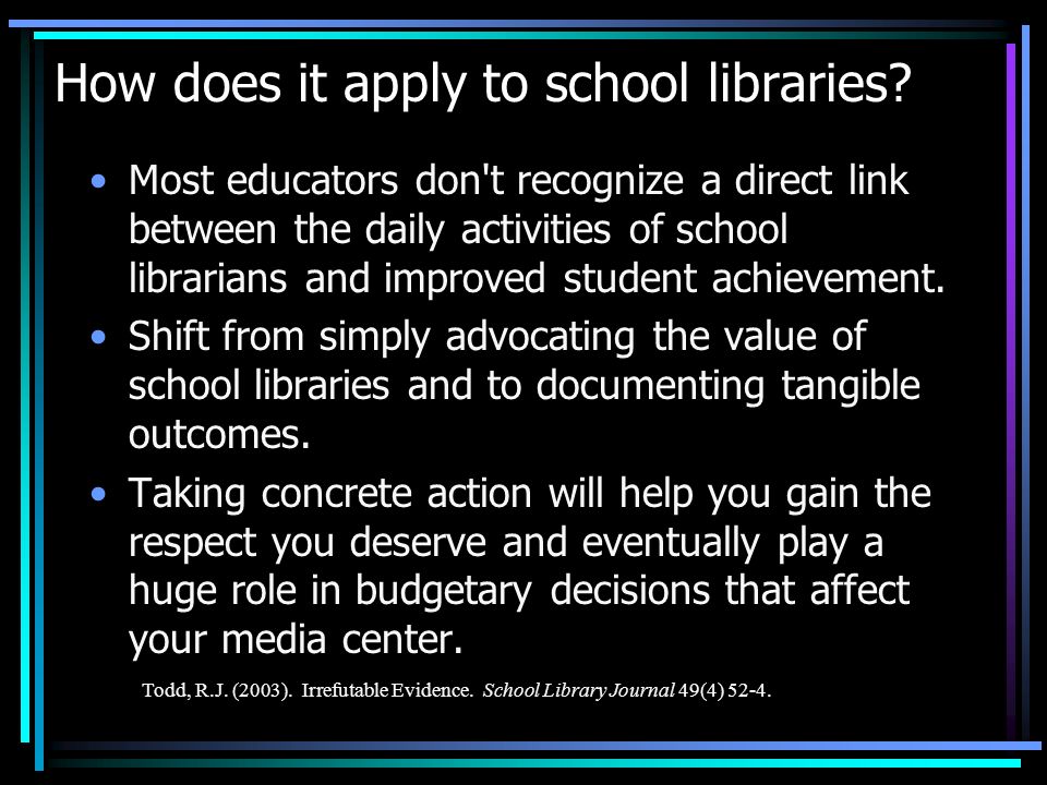 How does it apply to school libraries.