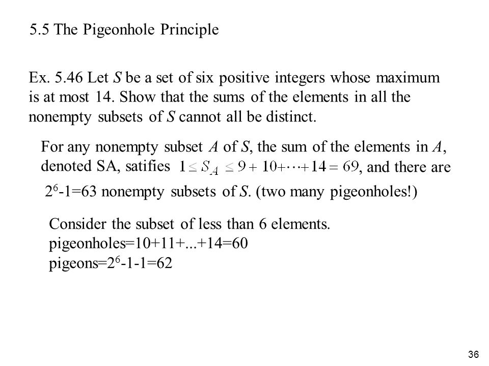 The Pigeonhole Principle Ex.