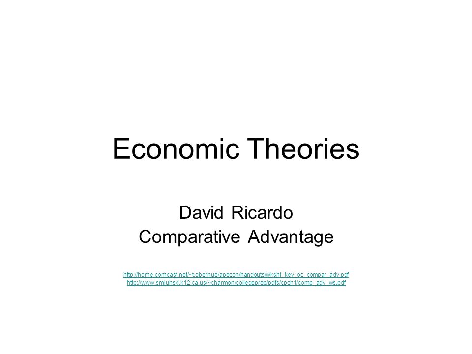 Economic Theories David Ricardo Comparative Advantage