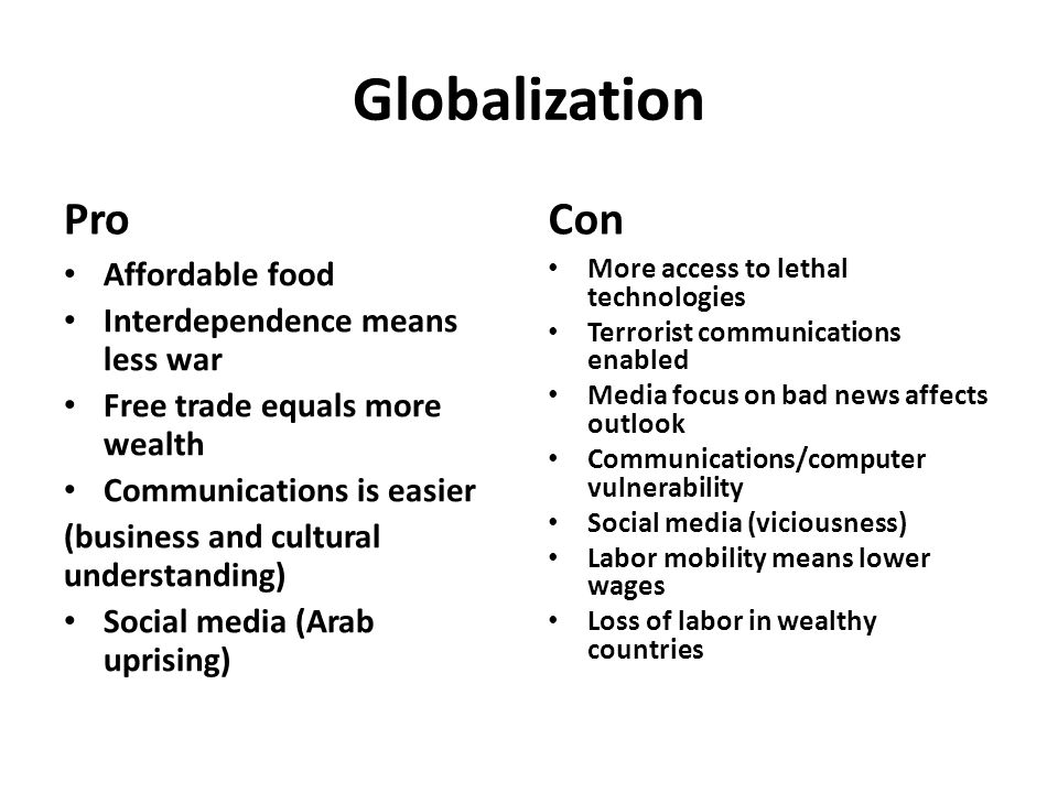 pro con globalization