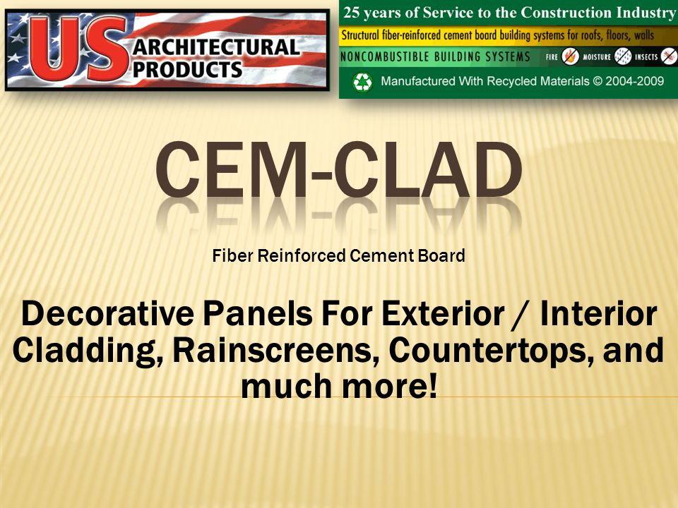 Fiber Reinforced Cement Board Decorative Panels For Exterior / Interior Cladding, Rainscreens, Countertops, and much more!