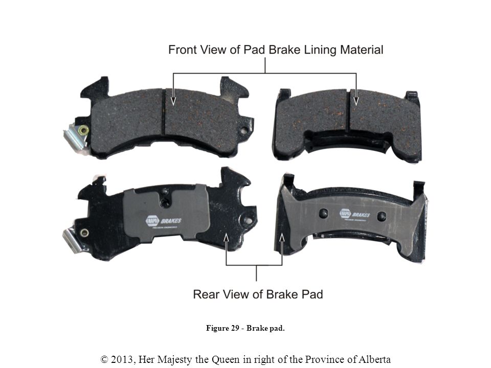 © 2013, Her Majesty the Queen in right of the Province of Alberta Figure 29 - Brake pad.