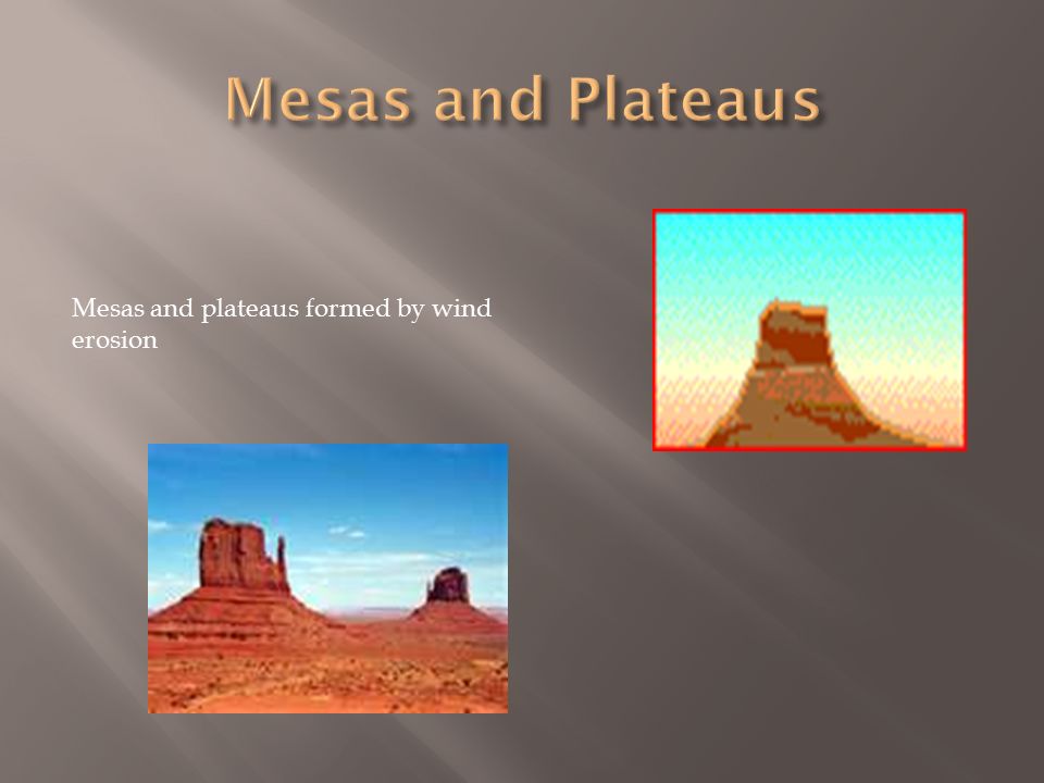 Mesas and plateaus formed by wind erosion