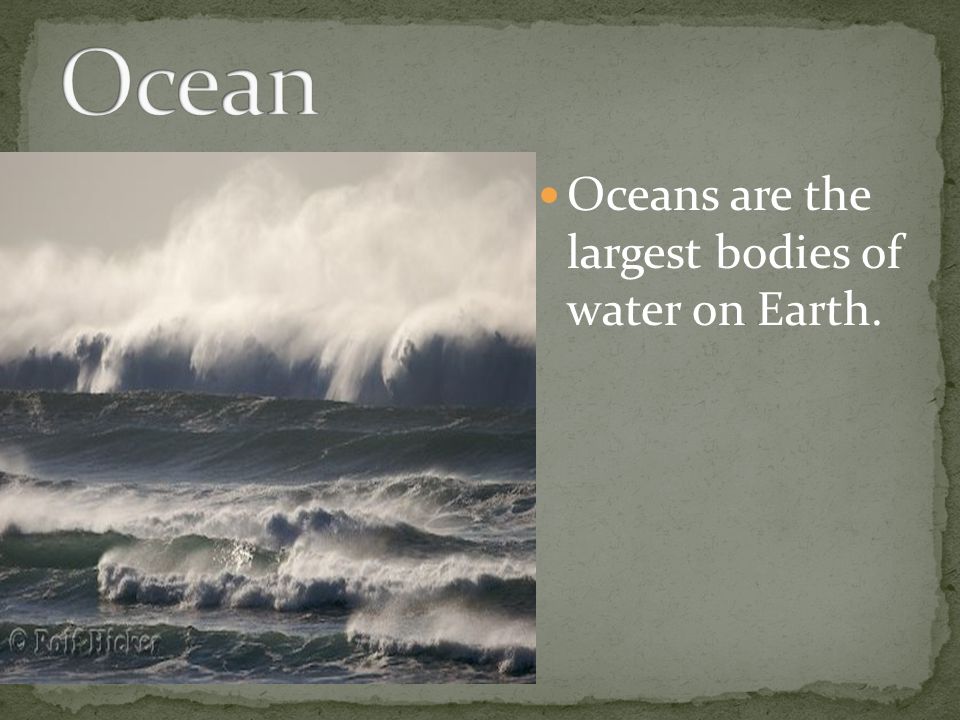 Oceans are the largest bodies of water on Earth.