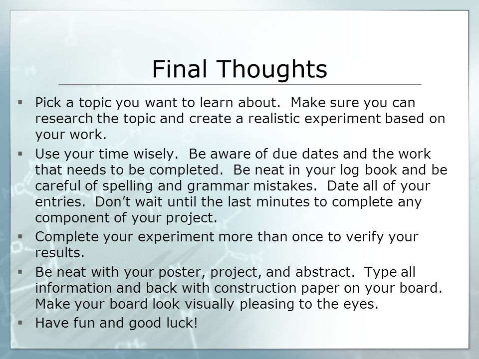 Final Thoughts  Pick a topic you want to learn about.