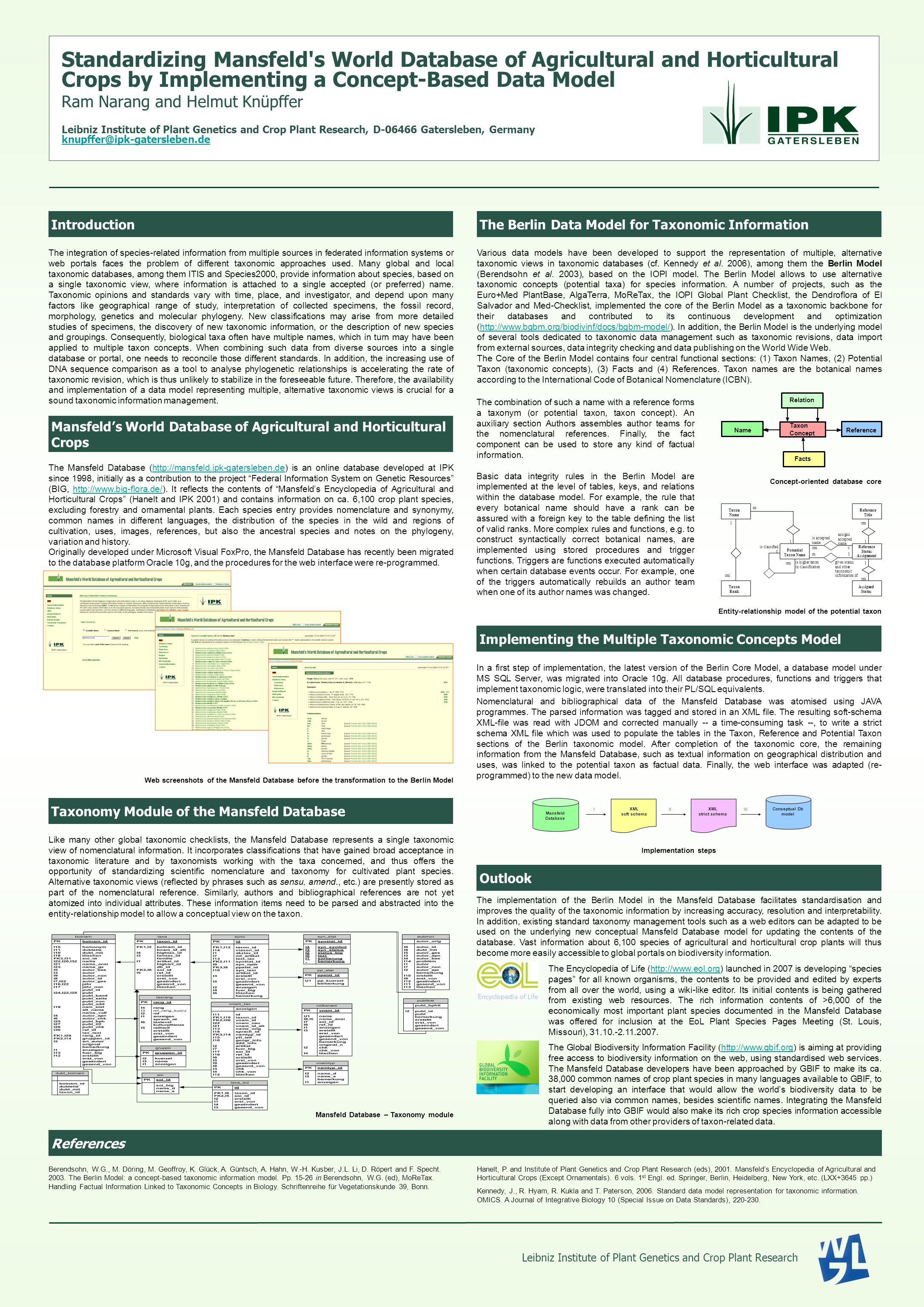 Standardizing Mansfeld s World Database of Agricultural and Horticultural Crops by Implementing a Concept-Based
