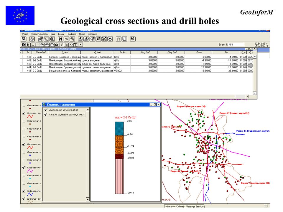 GeoInforM Geological cross sections and drill holes