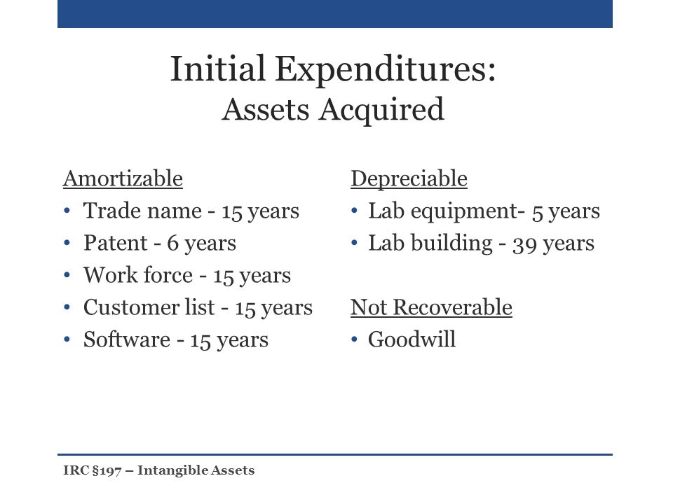 3 initial expenditures assets