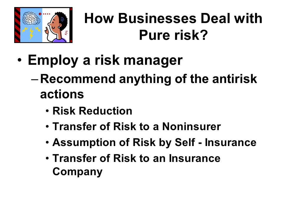 RISK AND INSURANCE. RISK The chance of loss Speculative Risk Pure