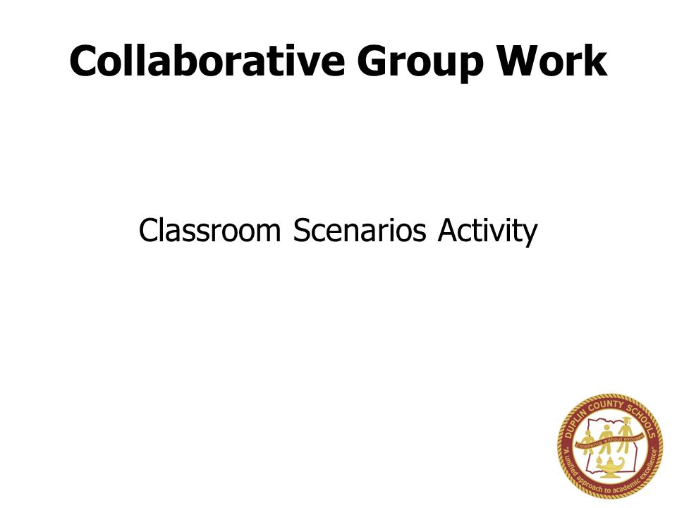 Collaborative Group Work Classroom Scenarios Activity