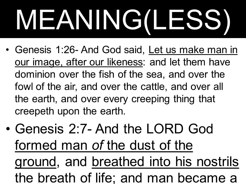 MEANING(LE SS) ECCLESIASTES. MEANING(LESS) Psalm 39:5 – Behold