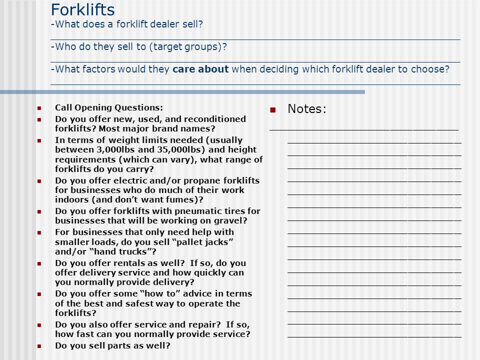 Forklifts -What does a forklift dealer sell.