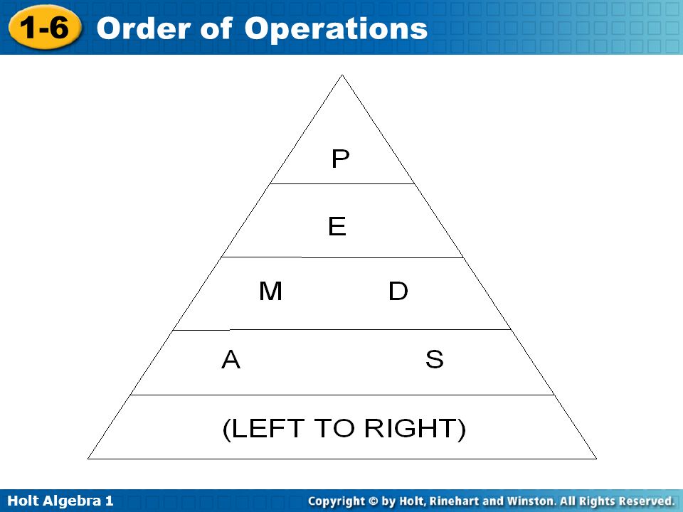 Holt Algebra Order of Operations