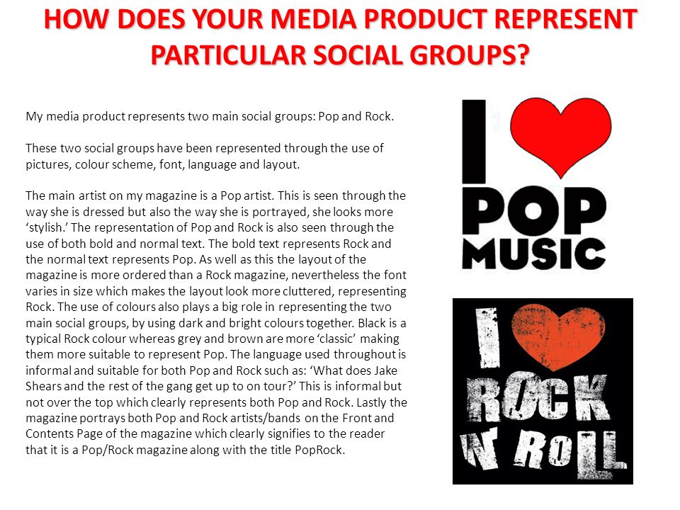 HOW DOES YOUR MEDIA PRODUCT REPRESENT PARTICULAR SOCIAL GROUPS.