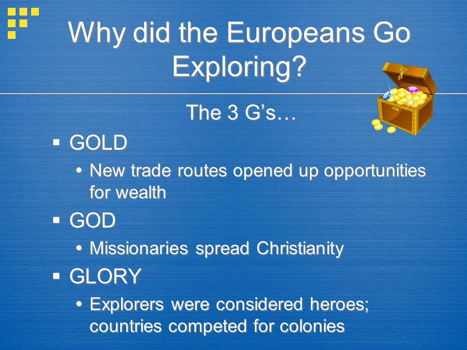 Why did the Europeans Go Exploring.