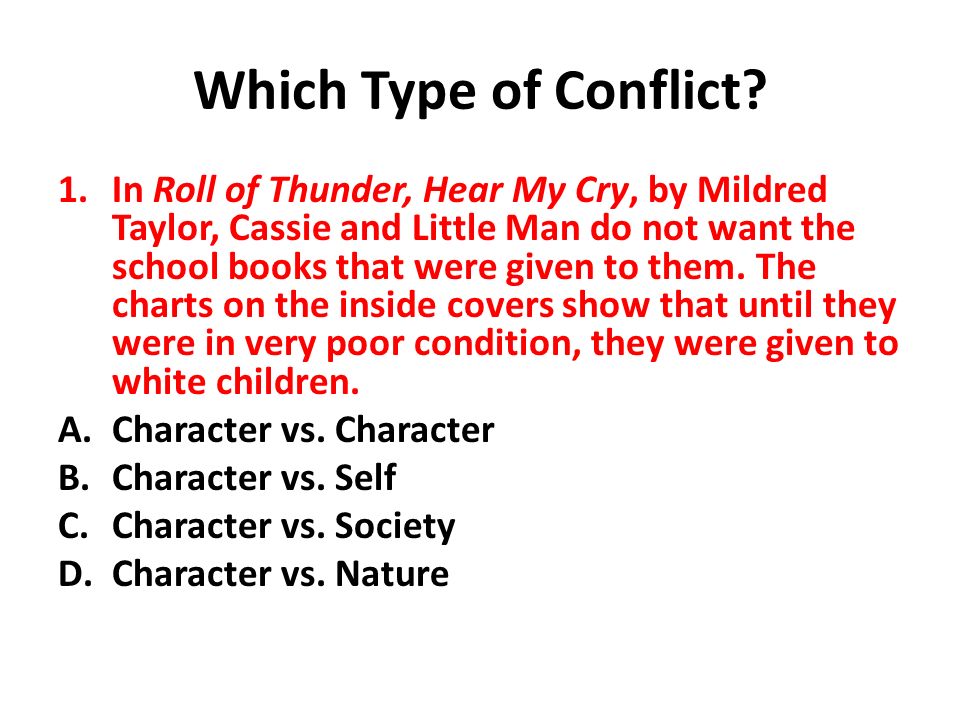 Roll Of Thunder Hear My Cry Conflict Chart