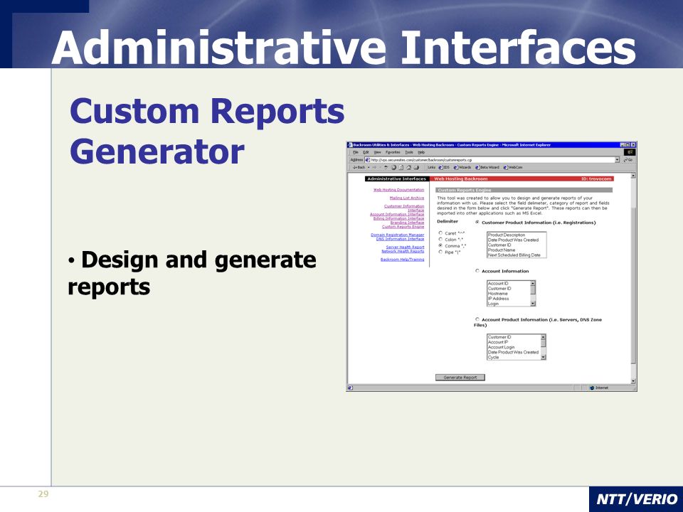 29 Administrative Interfaces Custom Reports Generator Design and generate reports