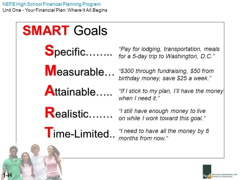 nefe high school financial planning program unit one your goals for high school