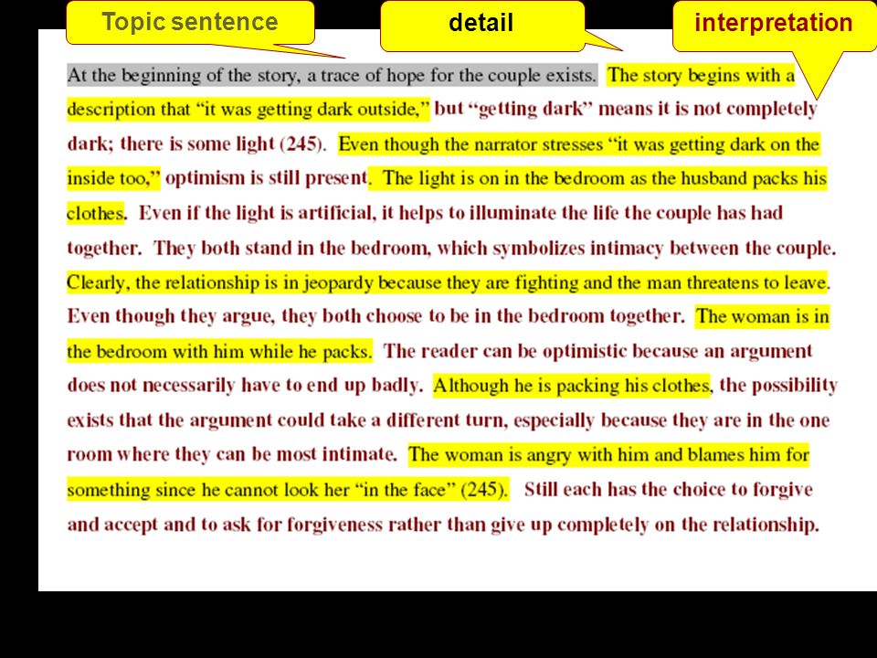 Topic sentence detailinterpretation