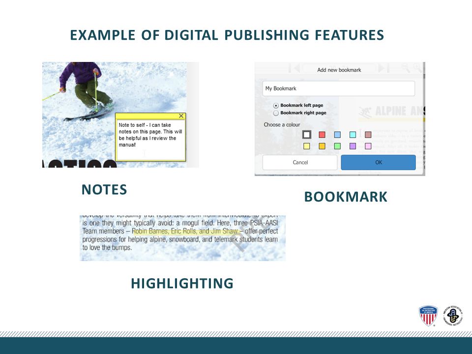 EXAMPLE OF DIGITAL PUBLISHING FEATURES NOTES BOOKMARK HIGHLIGHTING