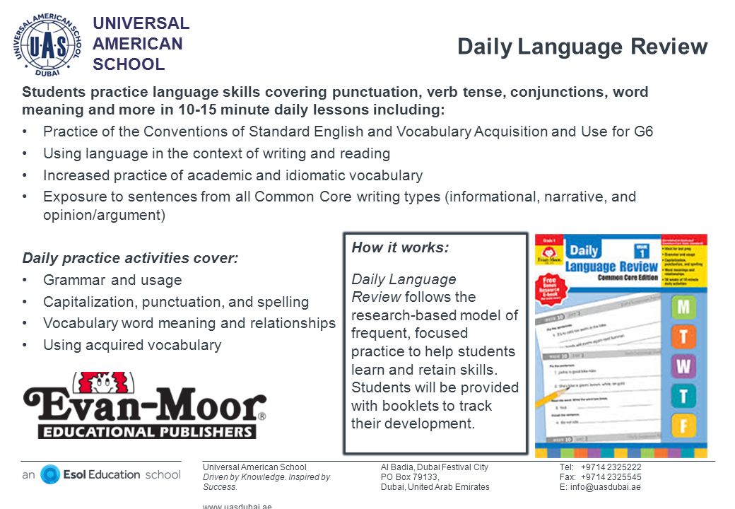 Universal American School Driven By Knowledge Inspired By Success
