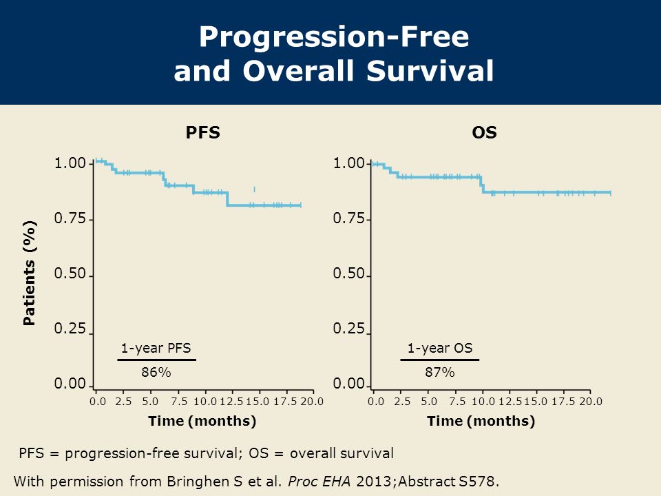 Progression-Free and Overall Survival PFS = progression-free survival; OS = overall survival With permission from Bringhen S et al.