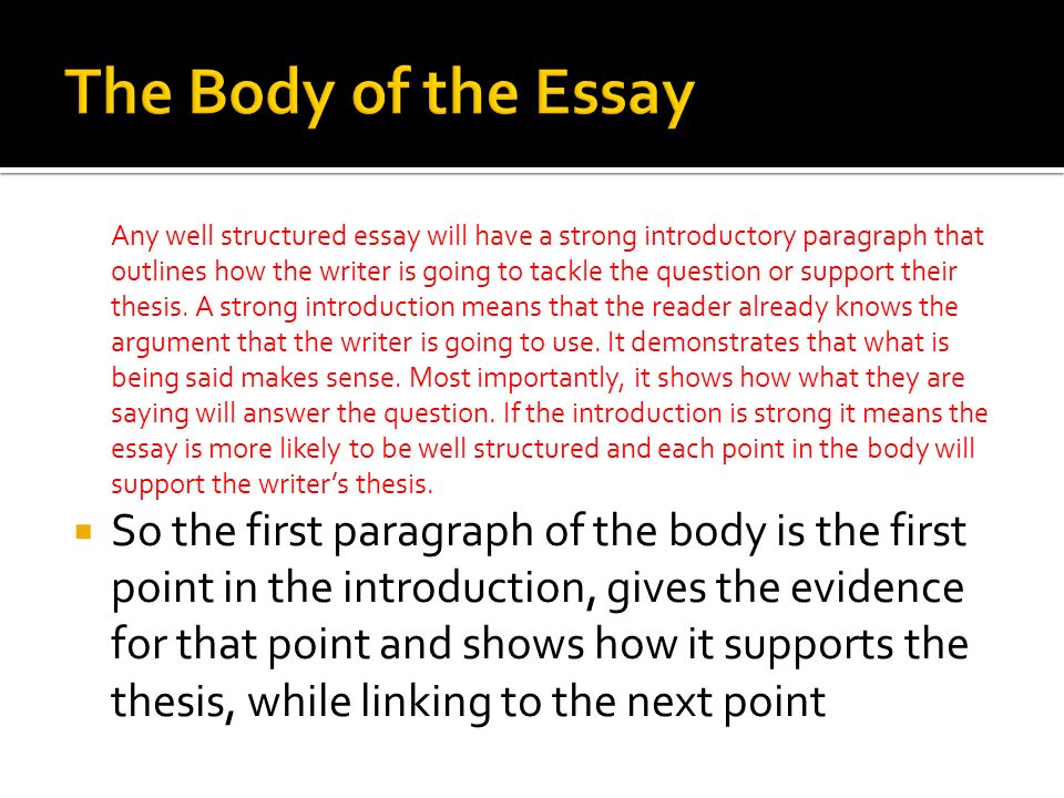 Any well structured essay will have a strong introductory paragraph that outlines how the writer is going to tackle the question or support their thesis.