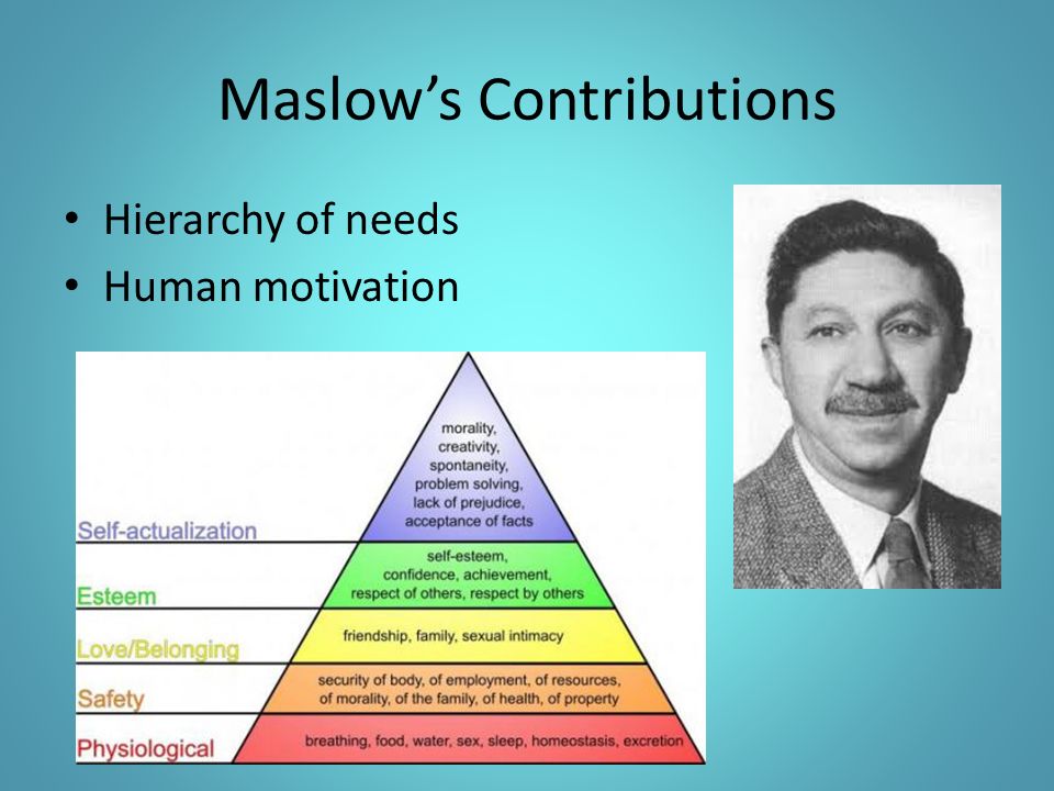 Maslow’s Contributions Hierarchy of needs Human motivation