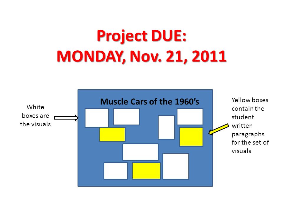 Project DUE: MONDAY, Nov.