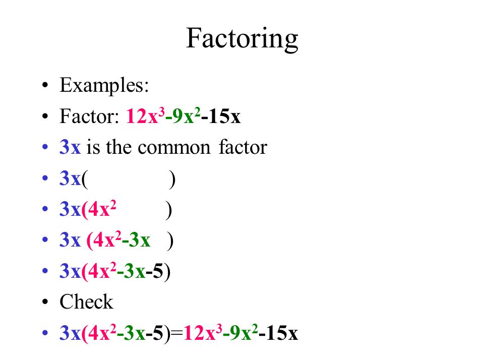 Factoring Factoringfactoring- To Factor An Algebraic Expression We Change  The Form Of An Expression And Put It In Factored Form. It Is The Reverse Of  Using. - Ppt Download