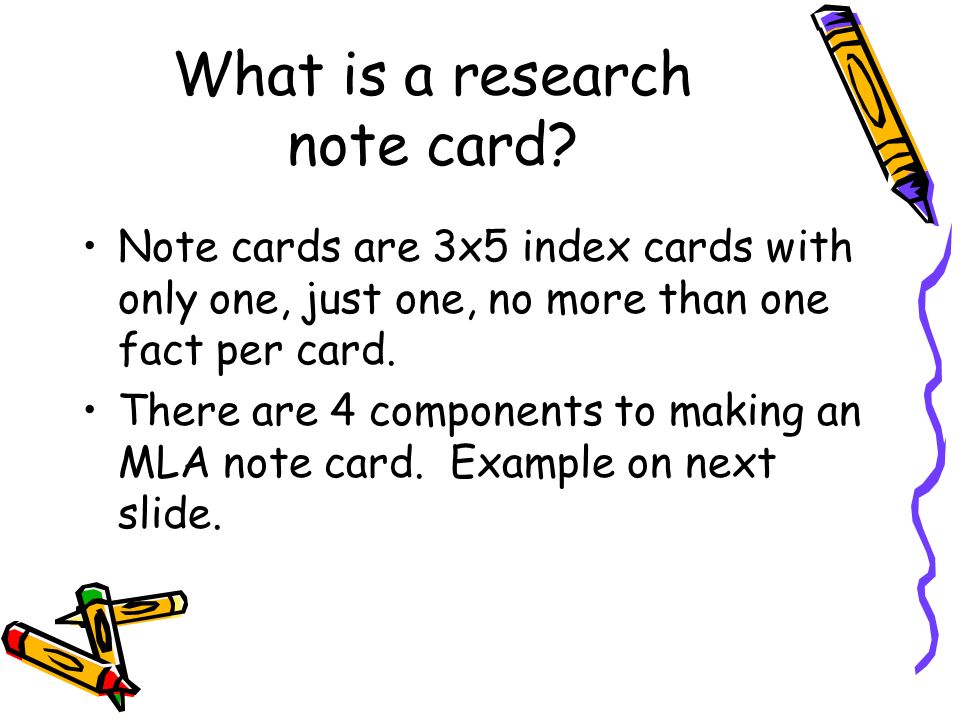 What is a research note card.