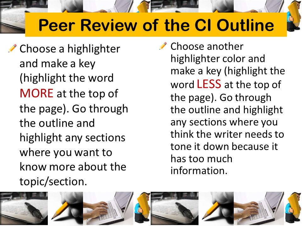 Choose a highlighter and make a key (highlight the word MORE at the top of the page).