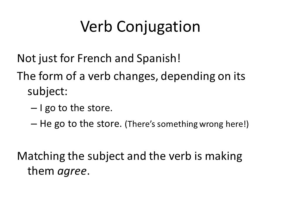 Verb Conjugation Not just for French and Spanish.