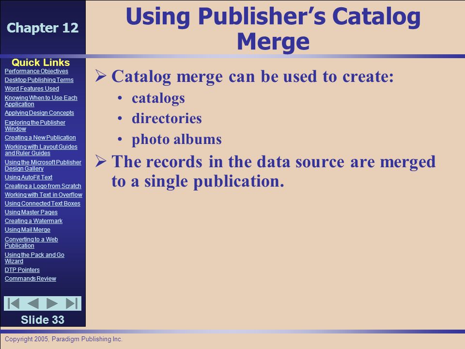 chapter 12 quick links slide 1 performance objectives desktop