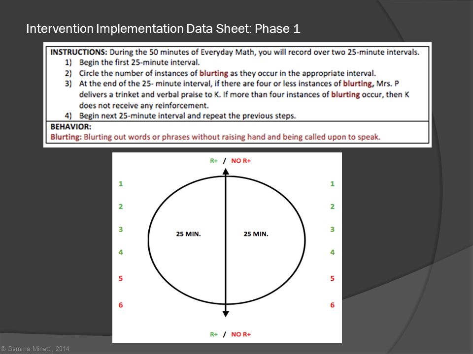 Intervention Implementation Data Sheet: Phase 1 © Gemma Minetti, 2014