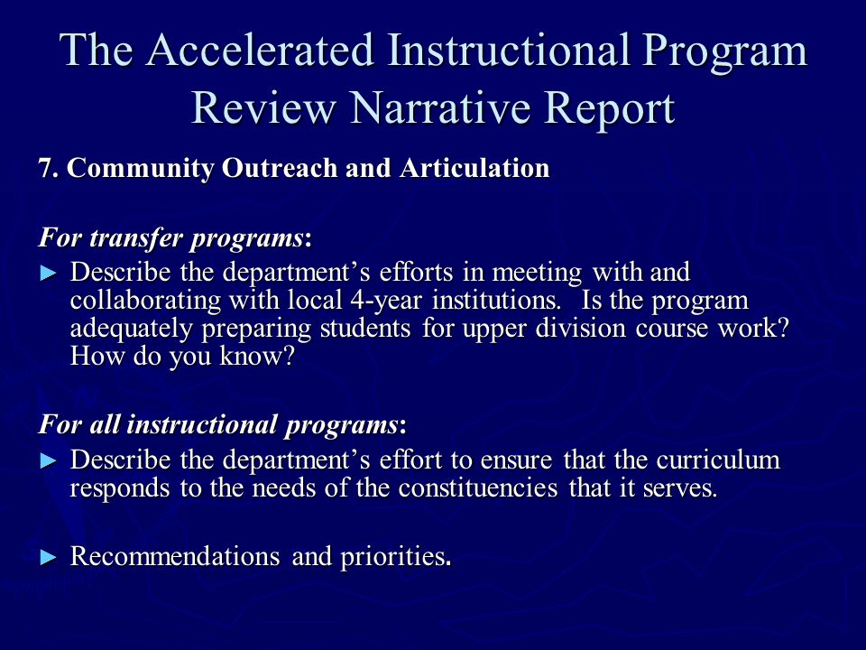 narrative report about outreach program