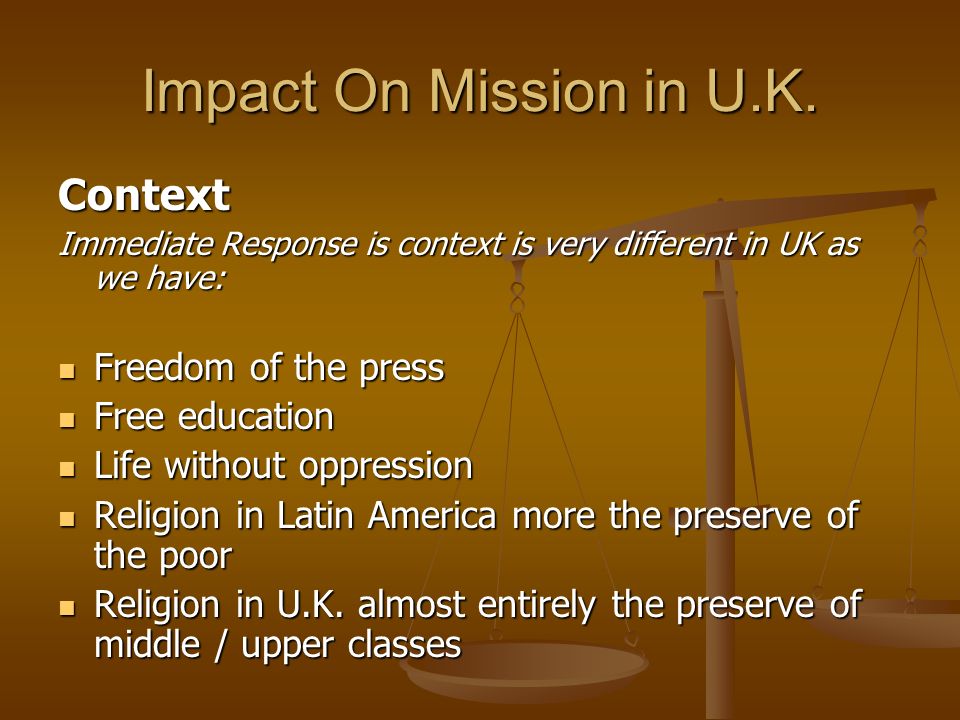 Impact On Mission in U.K.