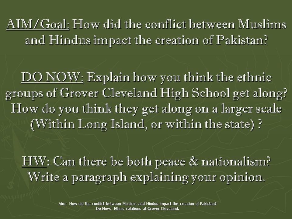 Aim: How did the conflict between Muslims and Hindus impact the creation of Pakistan.