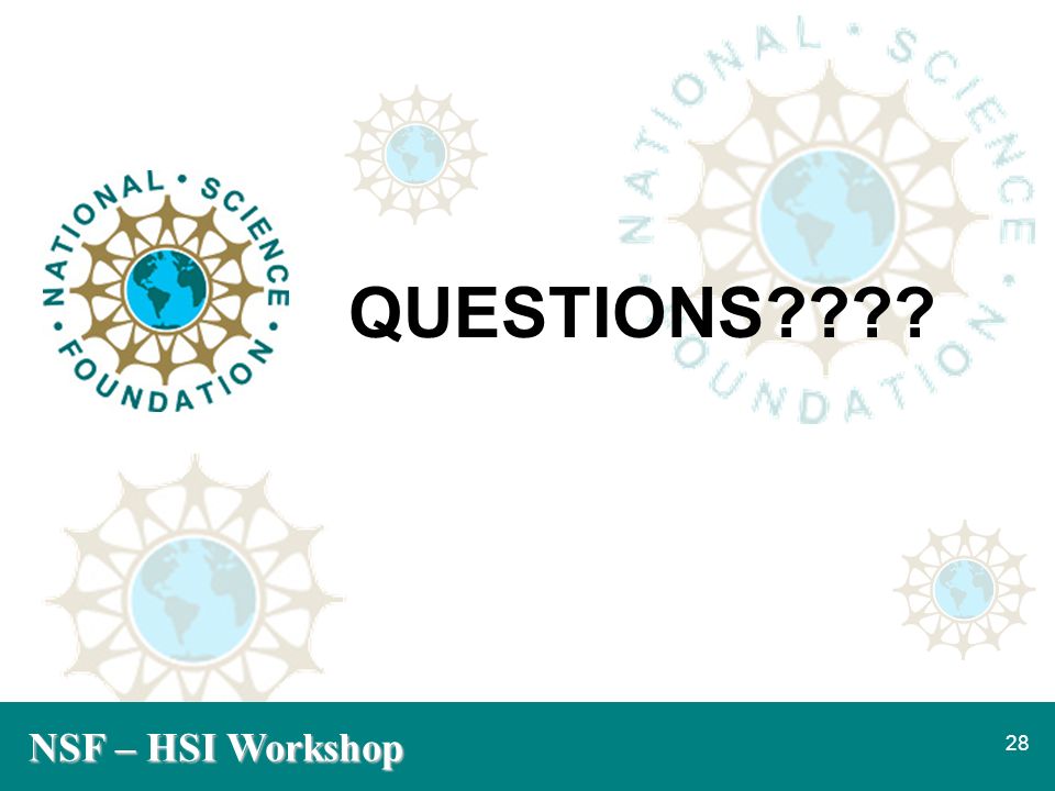 NSF – HSI Workshop 28 QUESTIONS