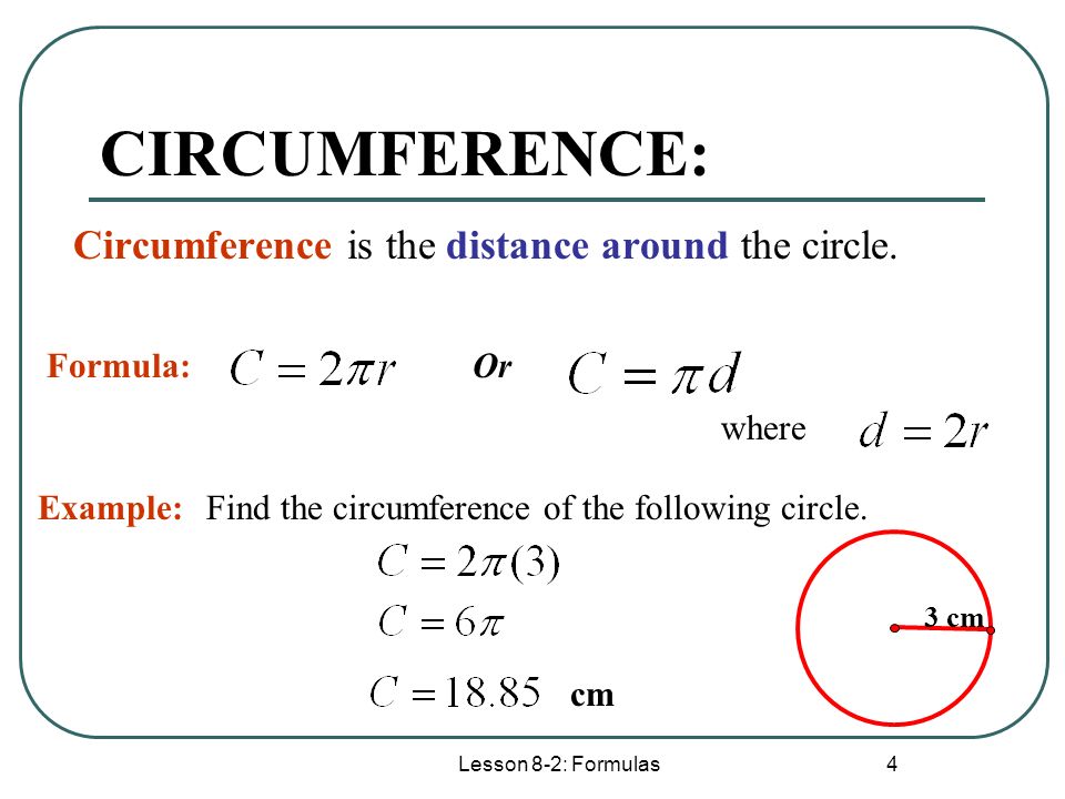 lesson 8 2 formulas 1 lesson 8 2 formulas circumference arc length