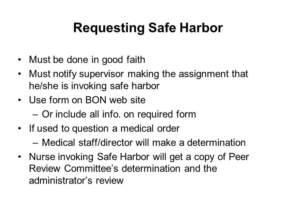 texas board of nursing safe harbor