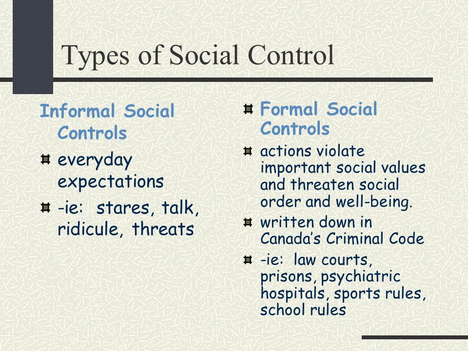 different forms of social control