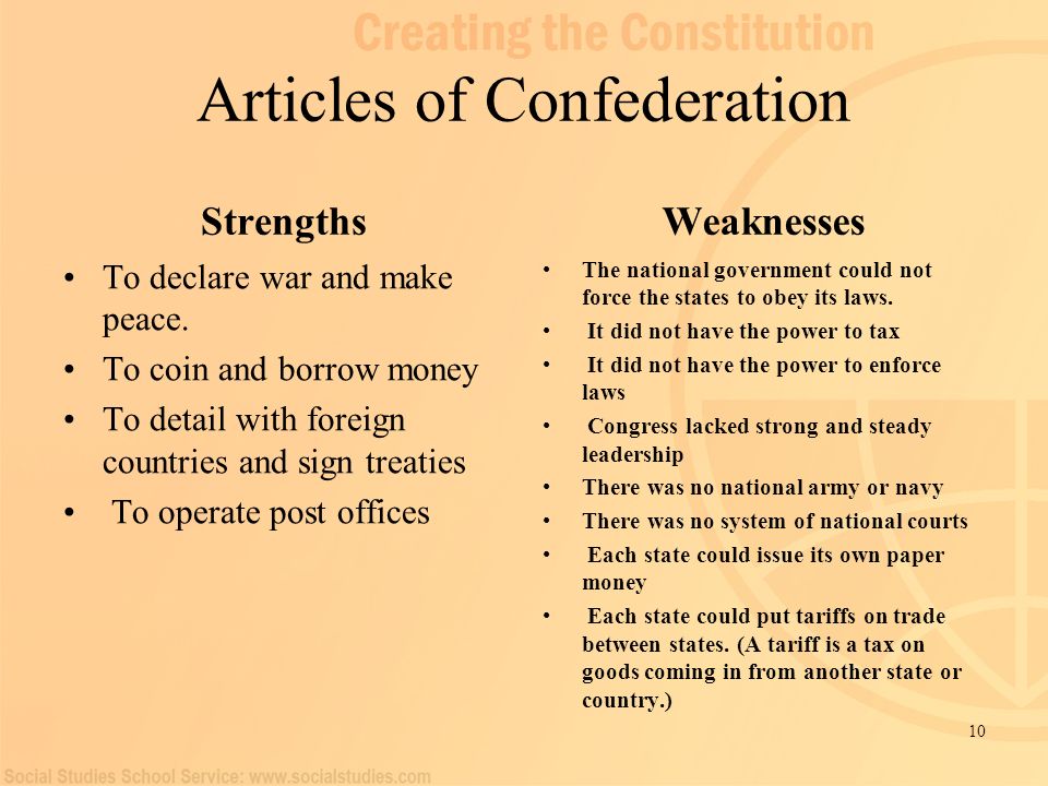what was the main weakness of the articles of confederation