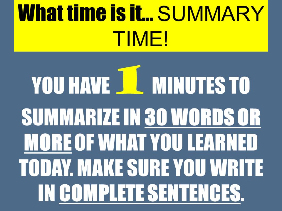 What time is it… SUMMARY TIME.