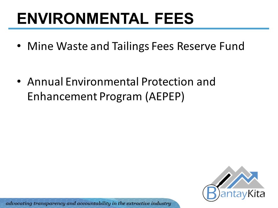 FUND MANAGEMENT Jose Melvin Lamanilao. OUTLINE Environmental Fees